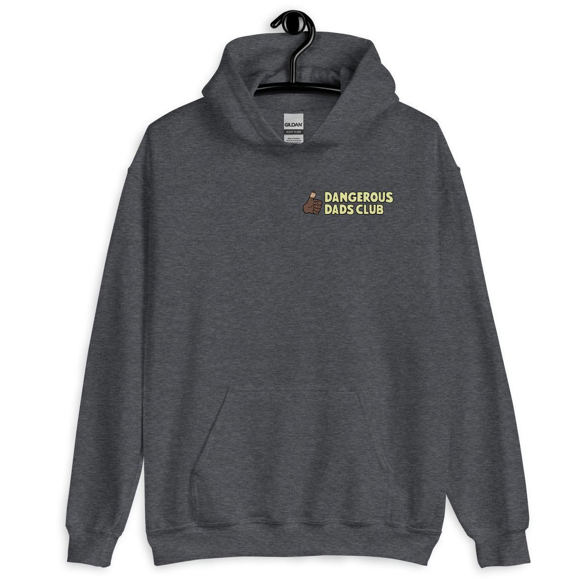 Dangerous Dads Club Hoodie - yellow logo with dark thumb
