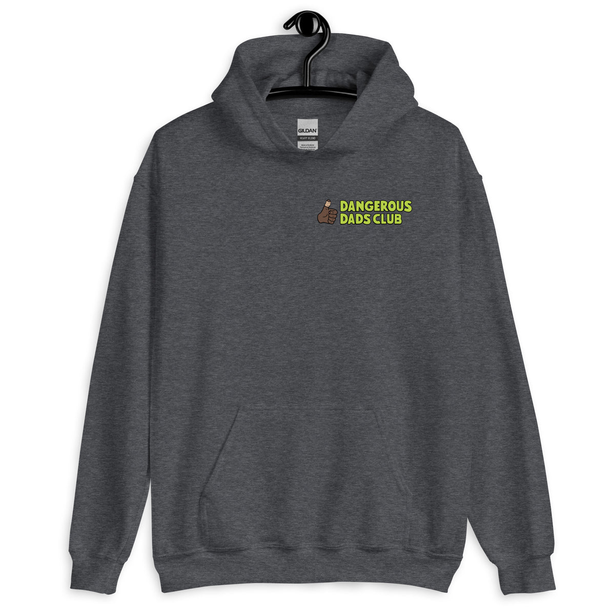Dangerous Dads Club Hoodie - L.green logo with dark thumb