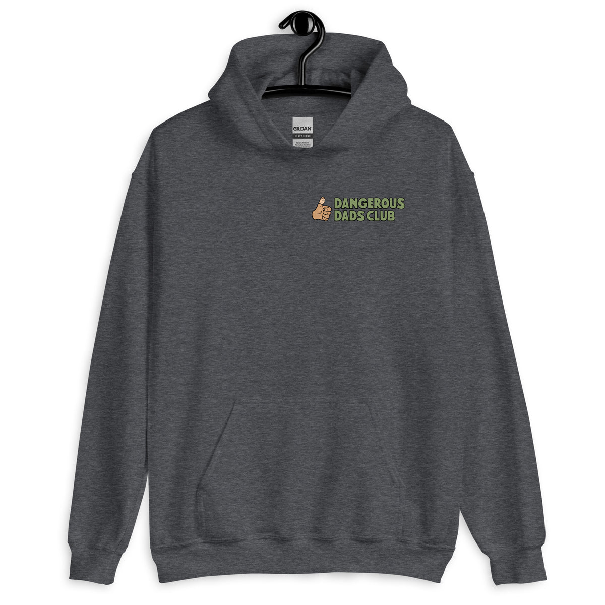 Dangerous Dads Club Hoodie - Green logo with tan thumb