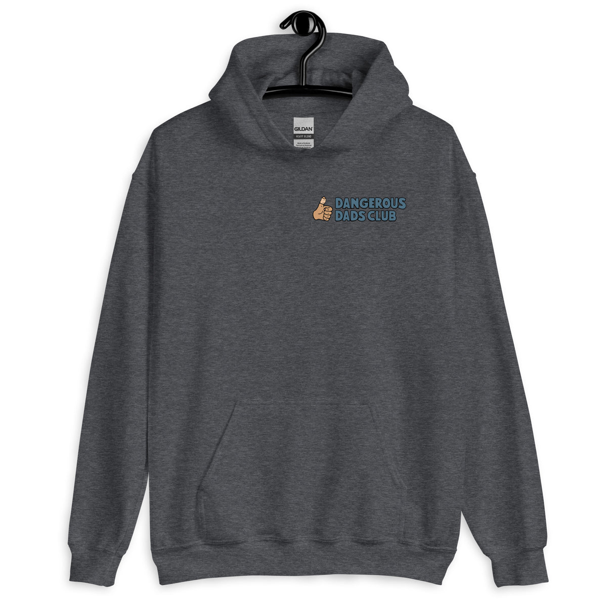 Dangerous Dads Club Hoodie - blue logo with tan thumb