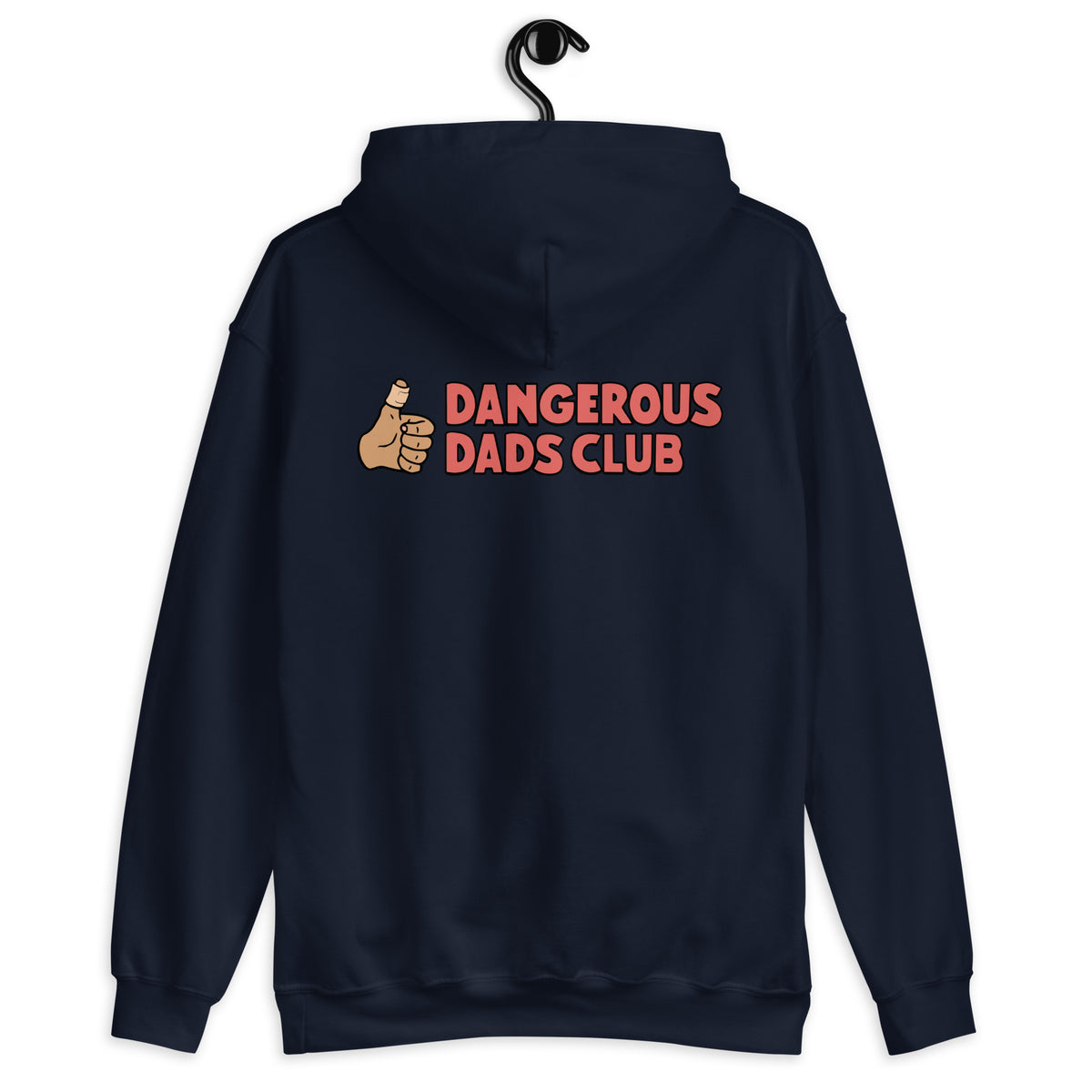 Dangerous Dads Club Hoodie - red logo with tan thumb