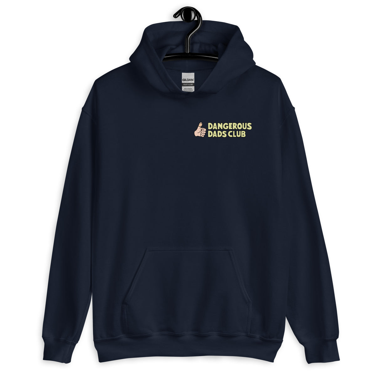 Dangerous Dads Club Hoodie - yellow logo with light thumb
