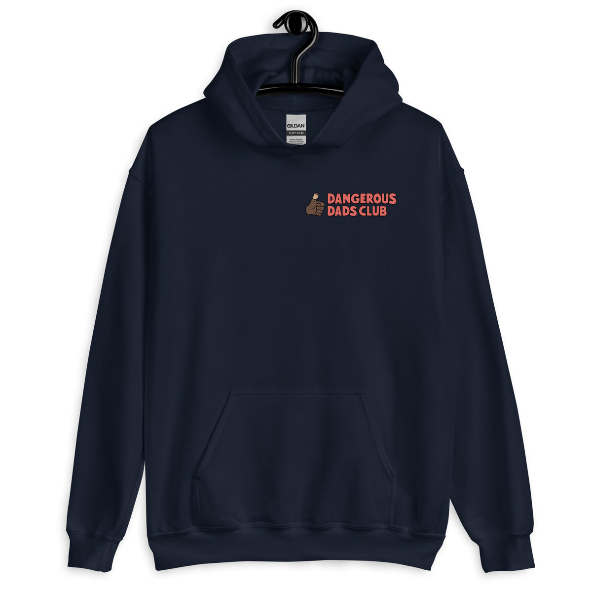 Dangerous Dads Club Hoodie - red logo with dark thumb