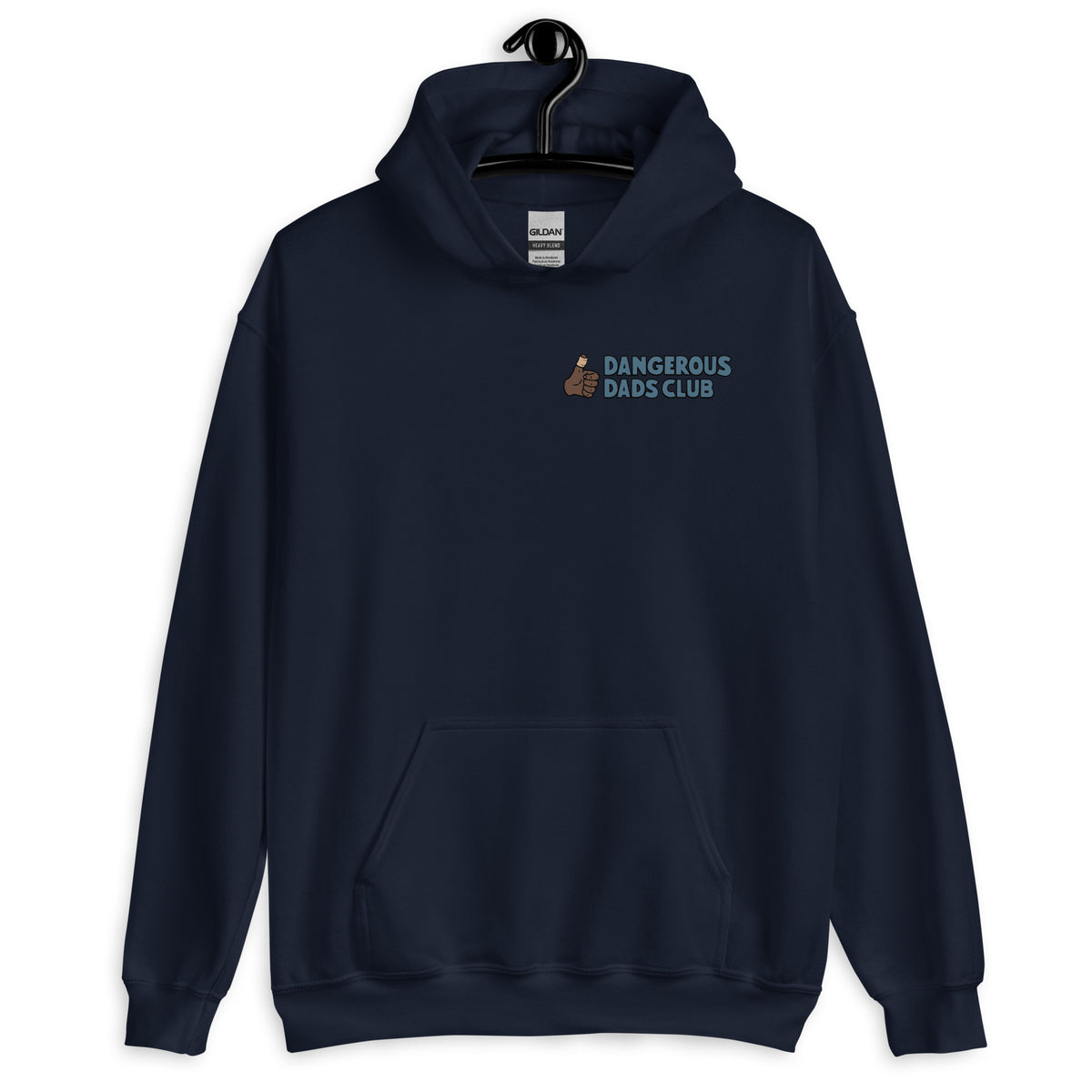 Dangerous Dads Club Hoodie - blue logo with dark thumb