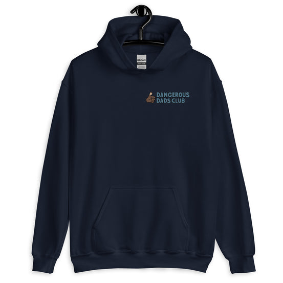Dangerous Dads Club Hoodie - blue logo with dark thumb
