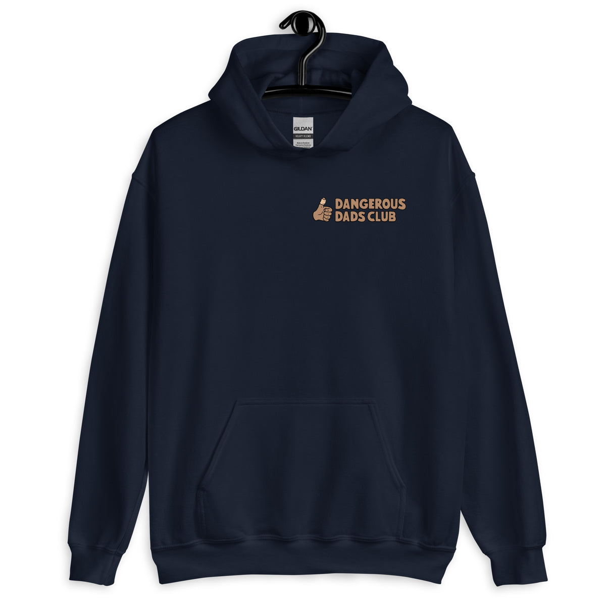 Dangerous Dads Club Hoodie - brown logo with tan thumb