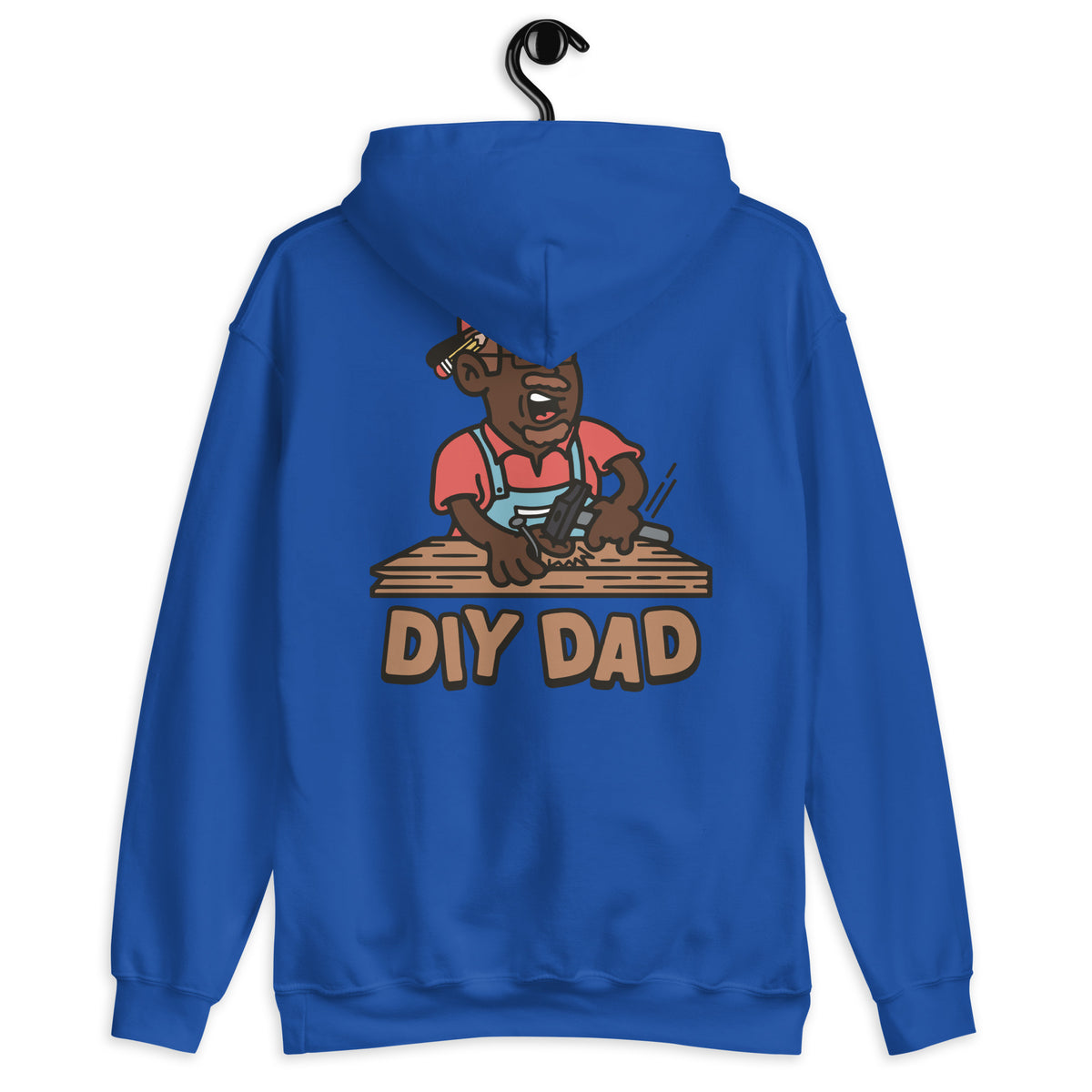 DIY Brown Hair Dark Skin Tone Glasses Moustache & Chin Beard Dad Hoodie