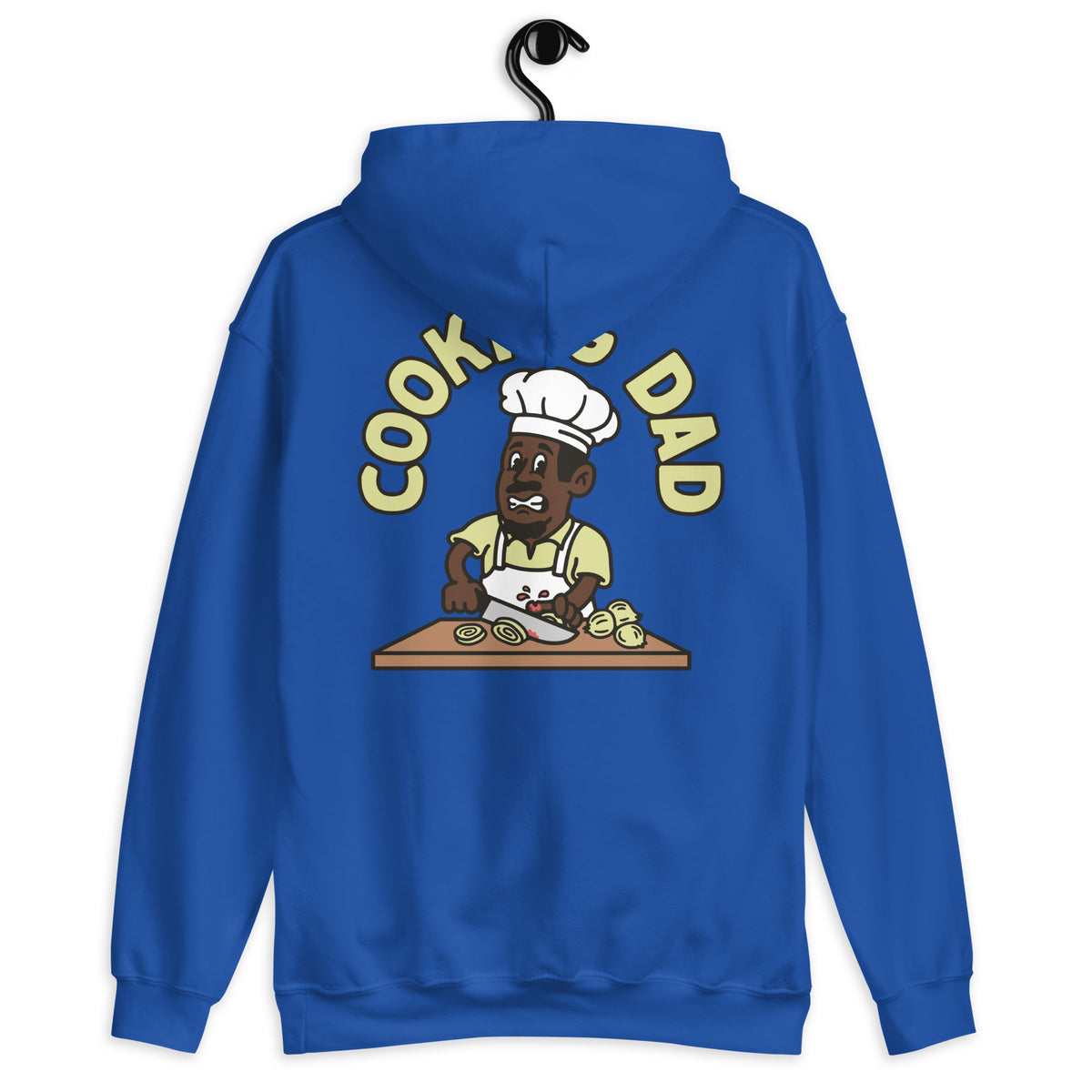 Cooking Black Hair Dark Skin Tone No-Glasses Moustache & Chin Beard Dad Hoodie