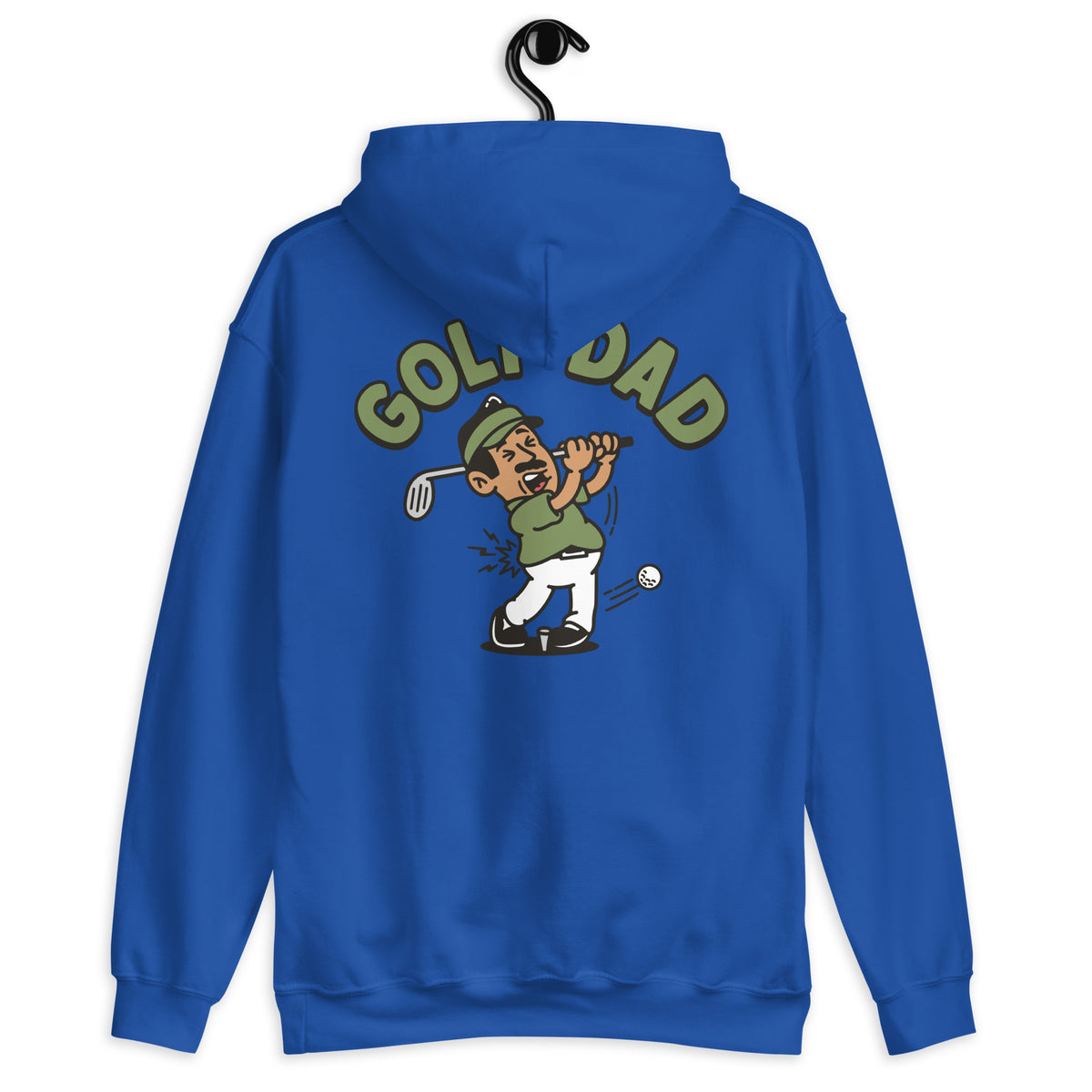 Golf Black Hair Tan Skin Tone No-Glasses Moustache Dad Hoodie