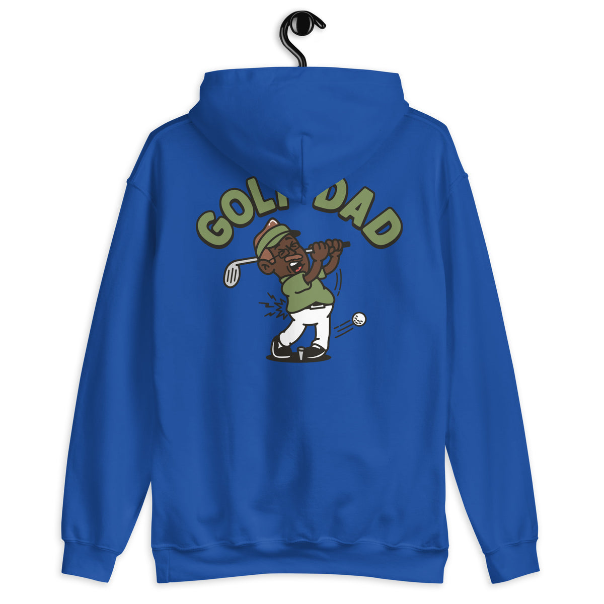 Golf Brown Hair Dark Skin Tone Glasses Moustache Dad Hoodie