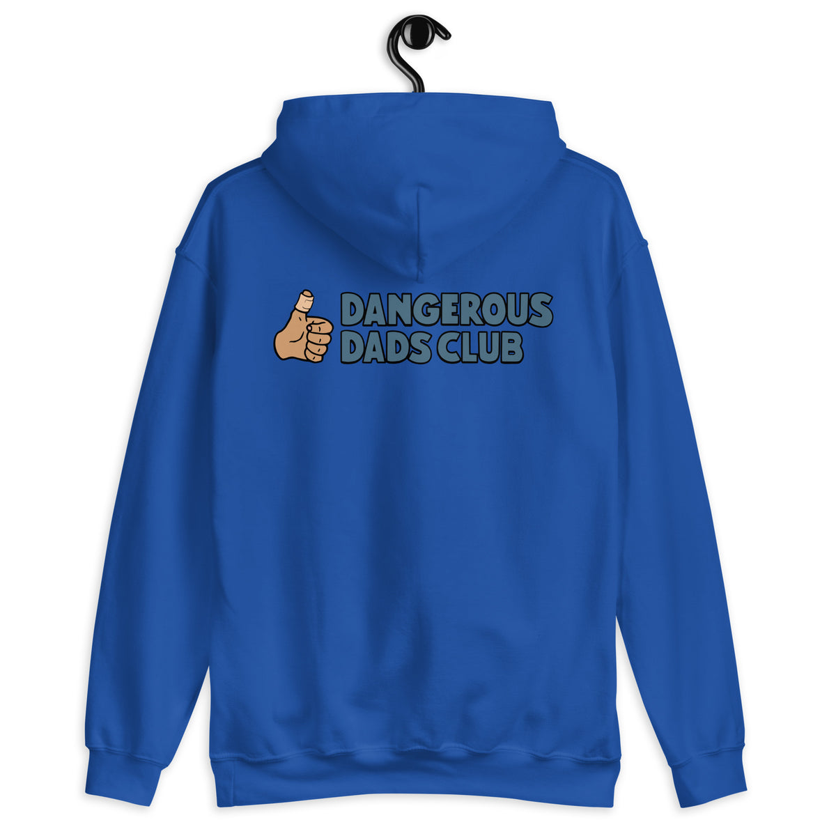 Dangerous Dads Club Hoodie - blue logo with tan thumb