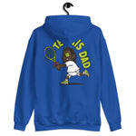 Tennis Black Hair Dark Skin Tone Glasses Long Stubble Dad Hoodie