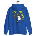 Tennis Black Hair Dark Skin Tone No-Glasses Bald Stubble Dad Hoodie