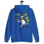 Tennis Black Hair Light Skin Tone Glasses Bald Beard Dad Hoodie