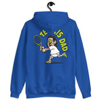 Tennis Black Hair Light Skin Tone Glasses Long Moustache Dad Hoodie