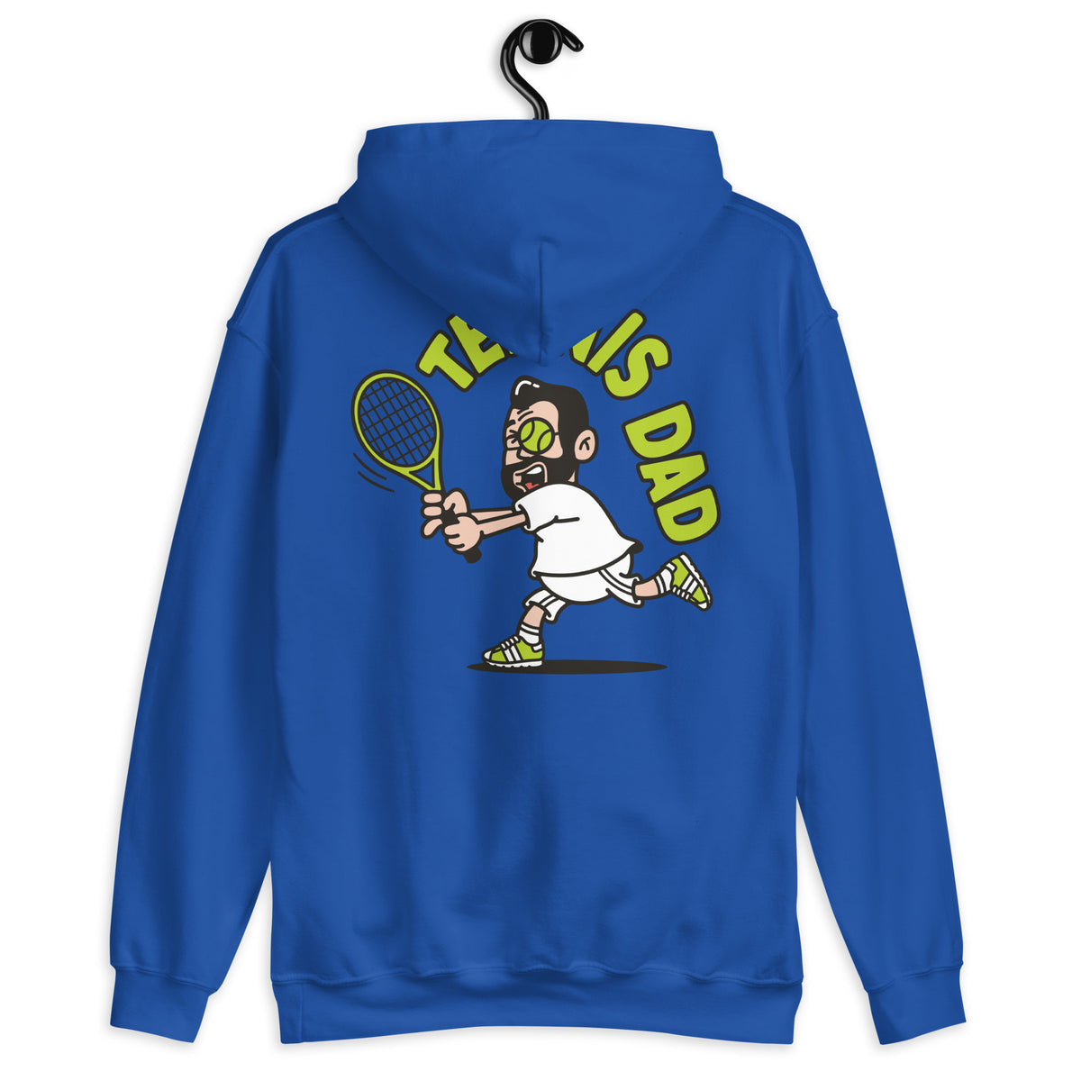 Tennis Black Hair Light Skin Tone Glasses Medium Beard Dad Hoodie