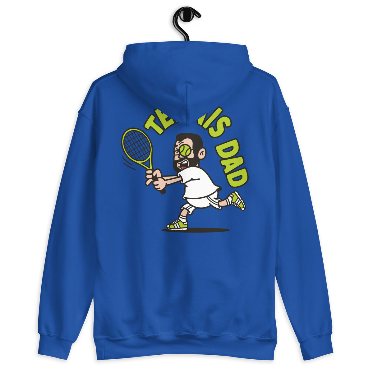 Tennis Black Hair Light Skin Tone Glasses Short Beard Dad Hoodie