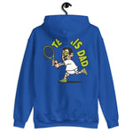 Tennis Black Hair Light Skin Tone Glasses Short Moustache Dad Hoodie