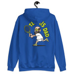 Tennis Black Hair Light Skin Tone No-Glasses Bald Beard Dad Hoodie