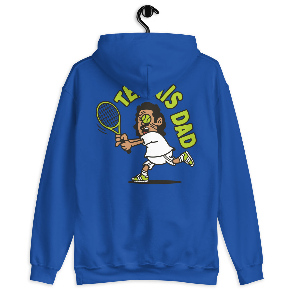 Tennis Black Hair Tan Skin Tone No-Glasses Long Moustache Dad Hoodie