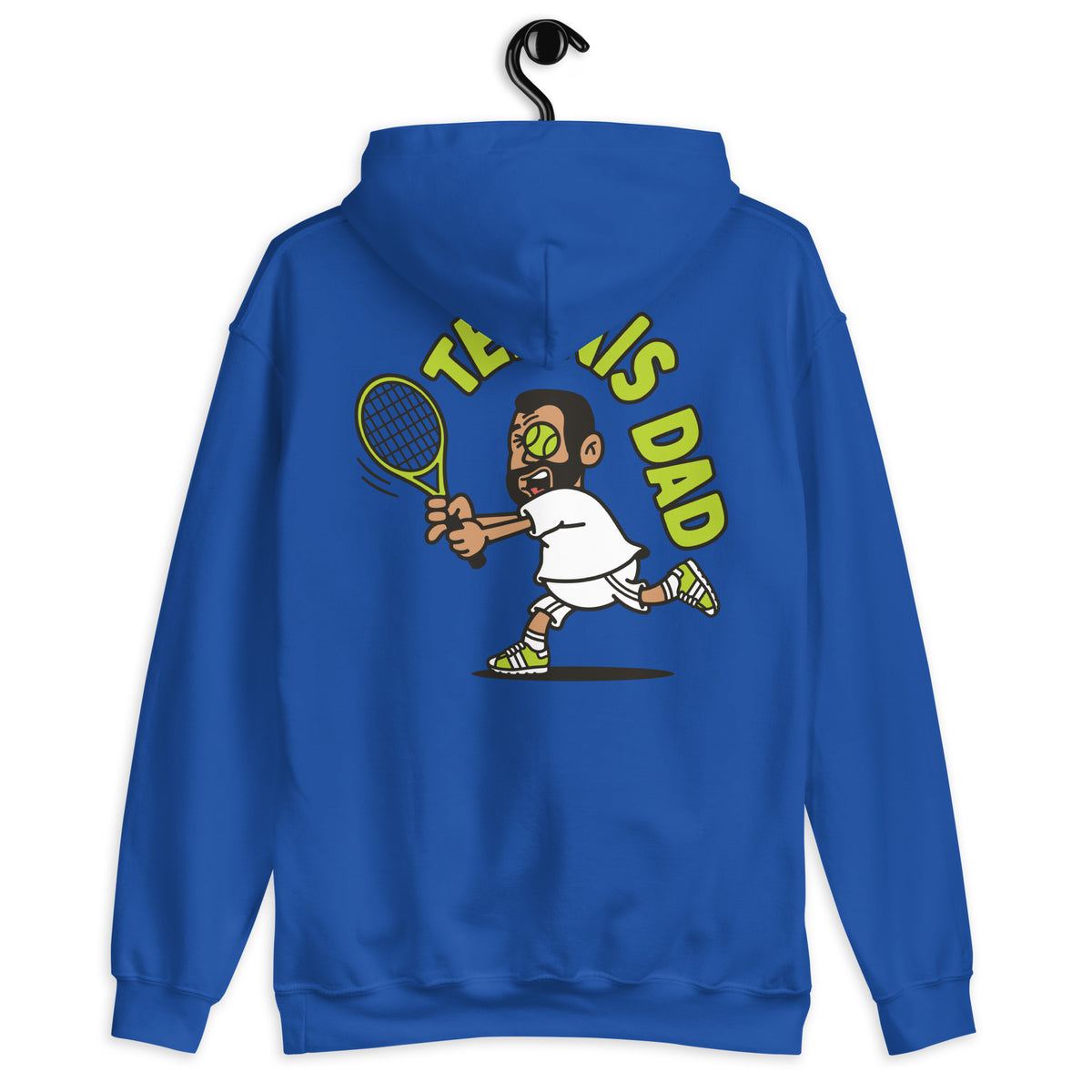 Tennis Black Hair Tan Skin Tone No-Glasses Short Beard Dad Hoodie