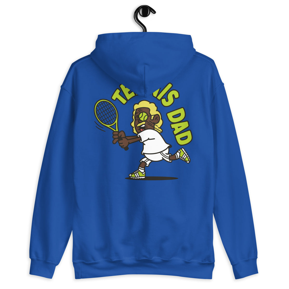 Tennis Blond Hair Dark Skin Tone Glasses Long Moustache Dad Hoodie