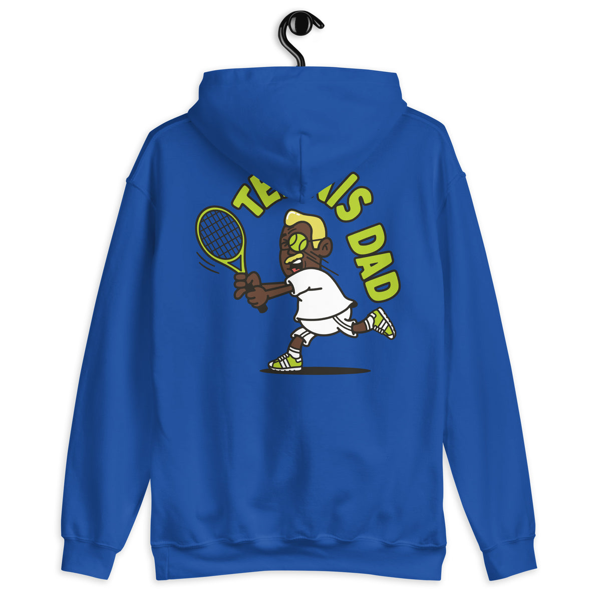 Tennis Blond Hair Dark Skin Tone Glasses Medium Moustache Dad Hoodie