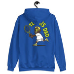 Tennis Blond Hair Dark Skin Tone Glasses Short Moustache Dad Hoodie