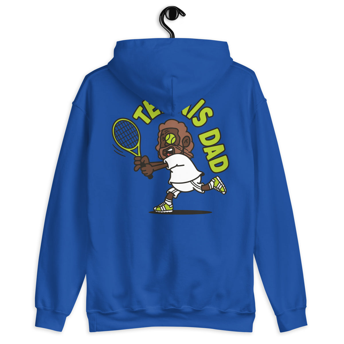 Tennis Brown Hair Dark Skin Tone No-Glasses Long Beard Dad Hoodie