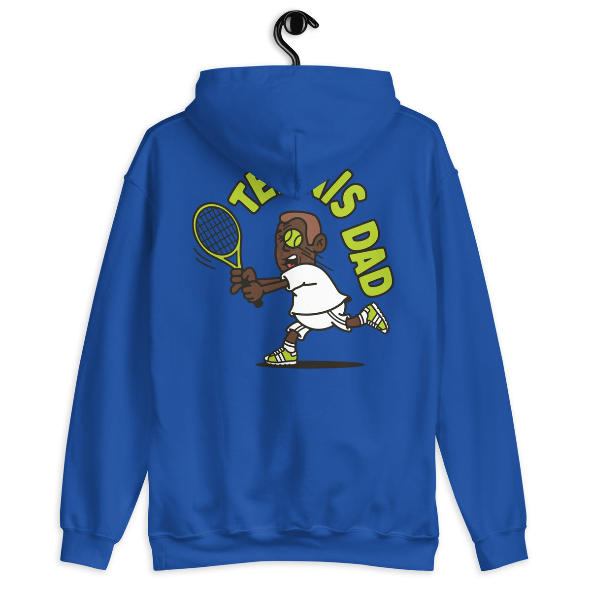 Tennis Brown Hair Dark Skin Tone No-Glasses Short Stubble Dad Hoodie