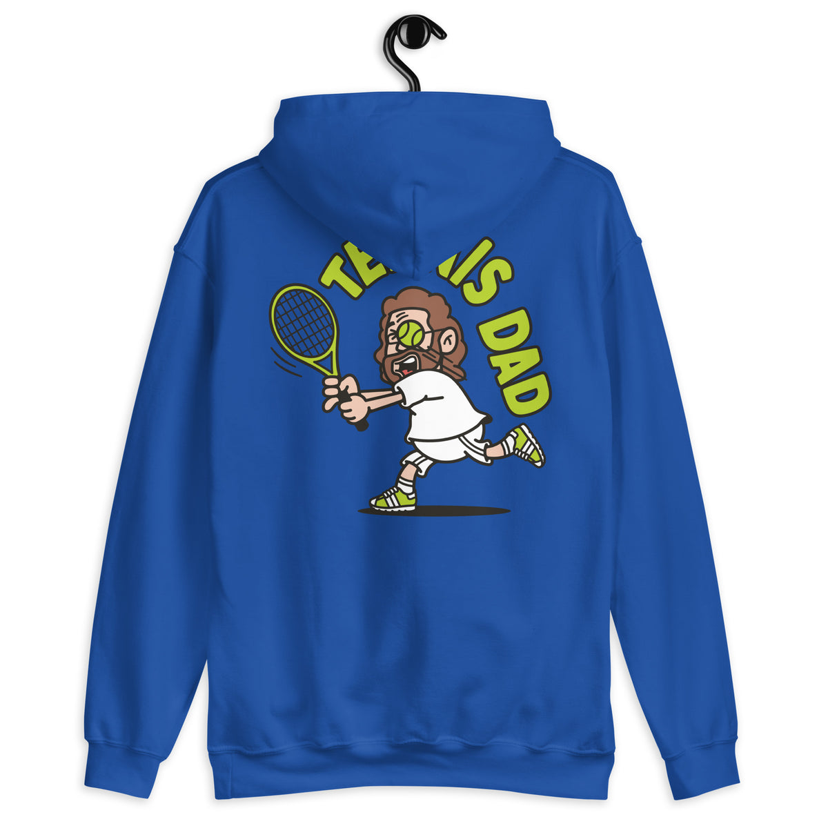 Tennis Brown Hair Light Skin Tone Glasses Long Beard Dad Hoodie