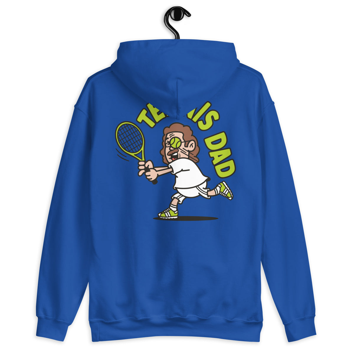 Tennis Brown Hair Light Skin Tone Glasses Long Moustache Dad Hoodie