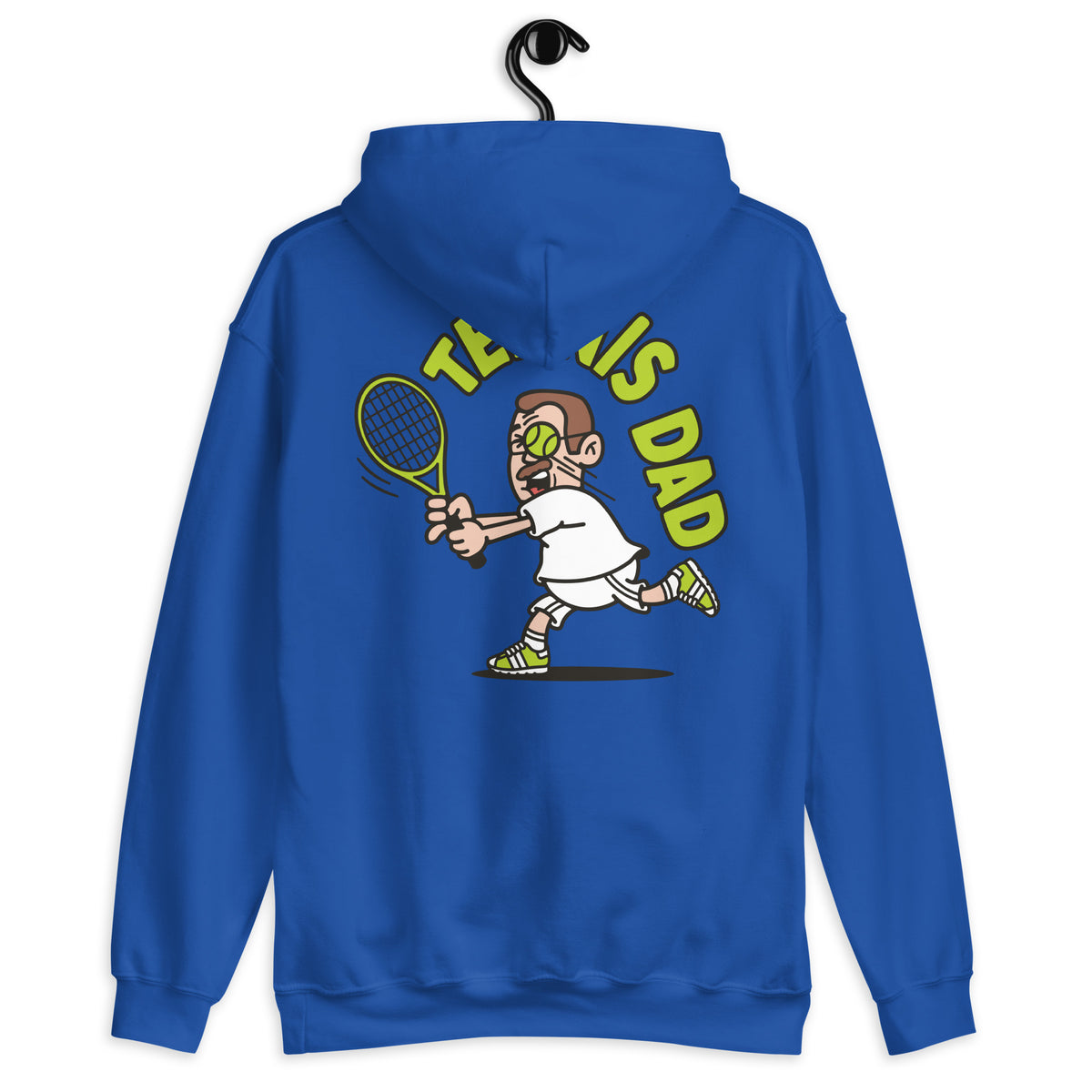 Tennis Brown Hair Light Skin Tone Glasses Short Moustache Dad Hoodie