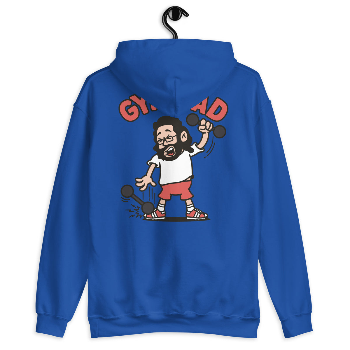 Gym Black Hair Light Skin Tone Glasses Long Beard Dad Hoodie