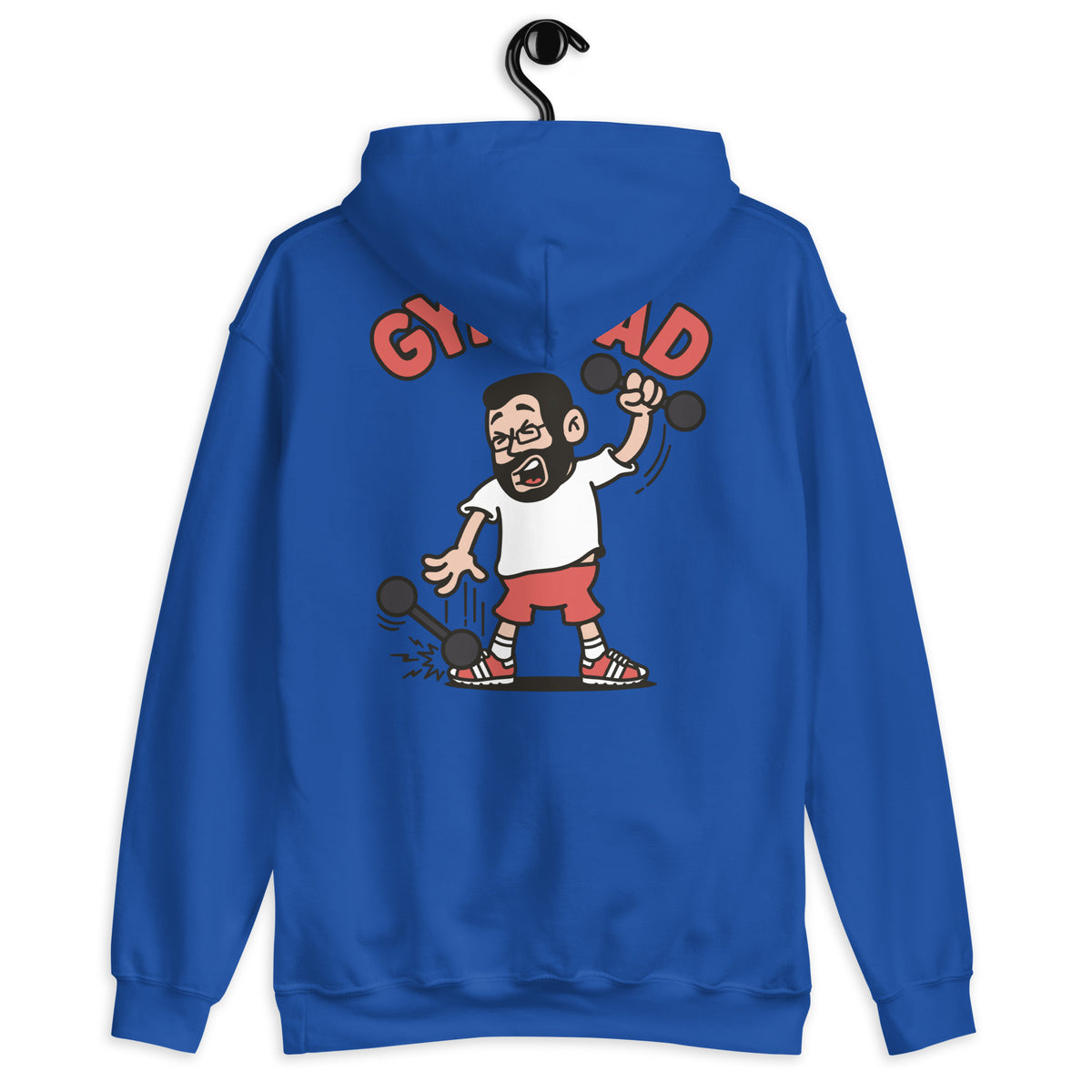 Gym Black Hair Light Skin Tone Glasses Short Beard Dad Hoodie