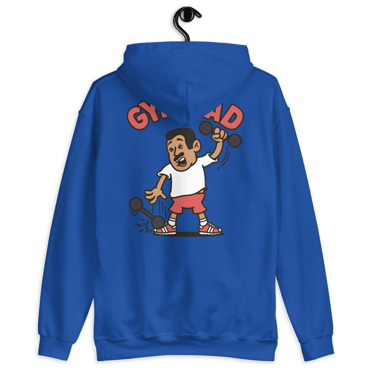 Gym Black Hair Tan Skin Tone No-Glasses Short Moustache Dad Hoodie