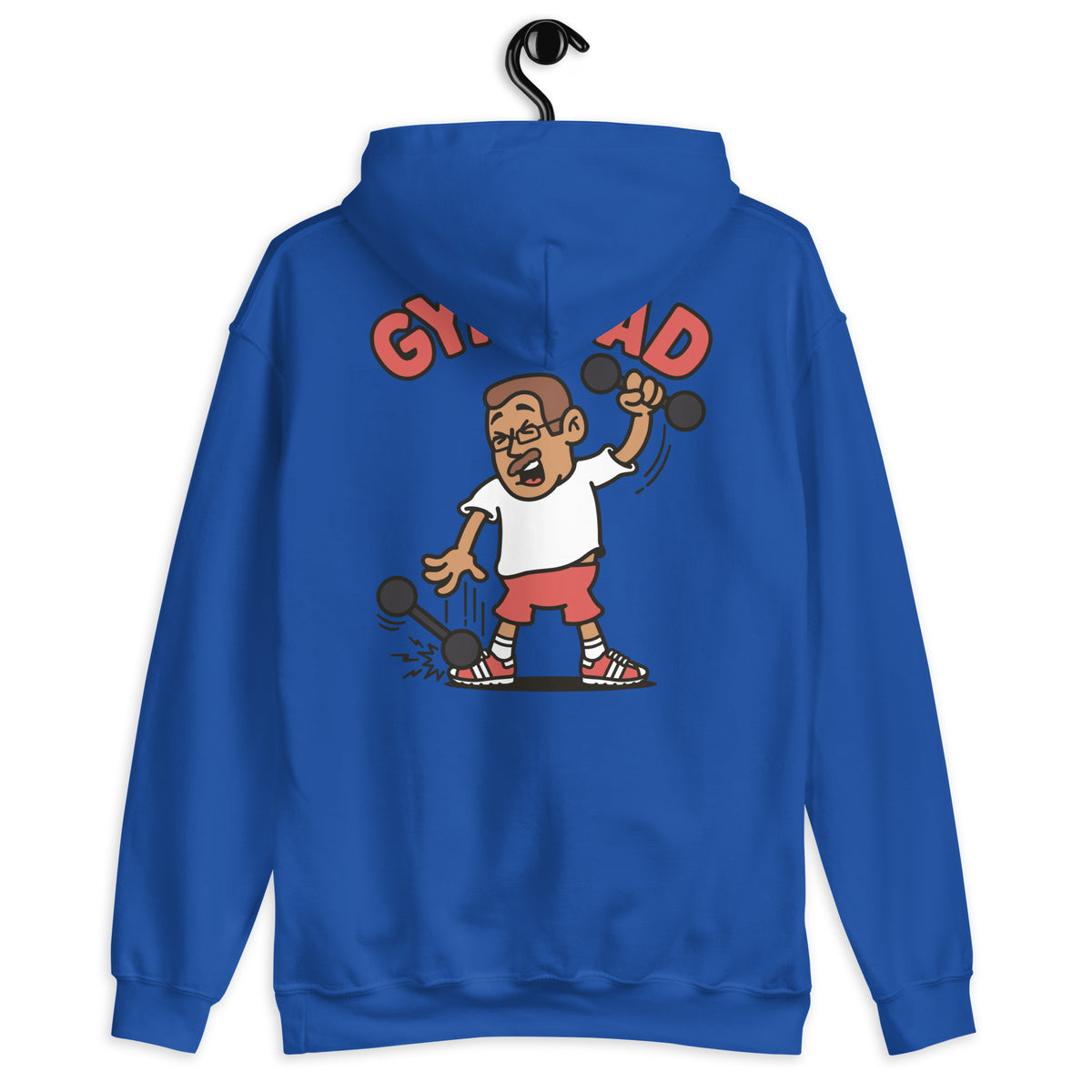 Gym Brown Hair Tan Skin Tone Glasses Short Moustache Dad Hoodie