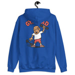 Gym Brown Hair Tan Skin Tone No-Glasses Bald Stubble Dad Hoodie