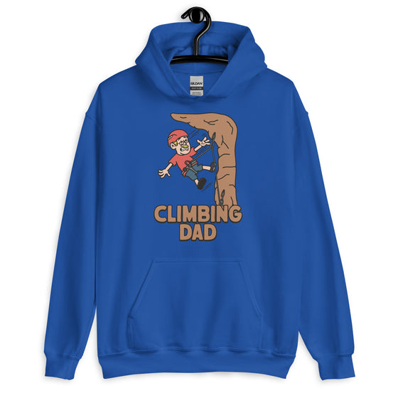 Climbing Blond Hair Light Skin Tone Glasses Moustache Dad Hoodie