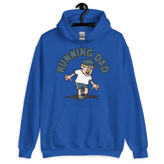 Running Blond Hair Light Skin Tone No-Glasses Moustache Dad Hoodie