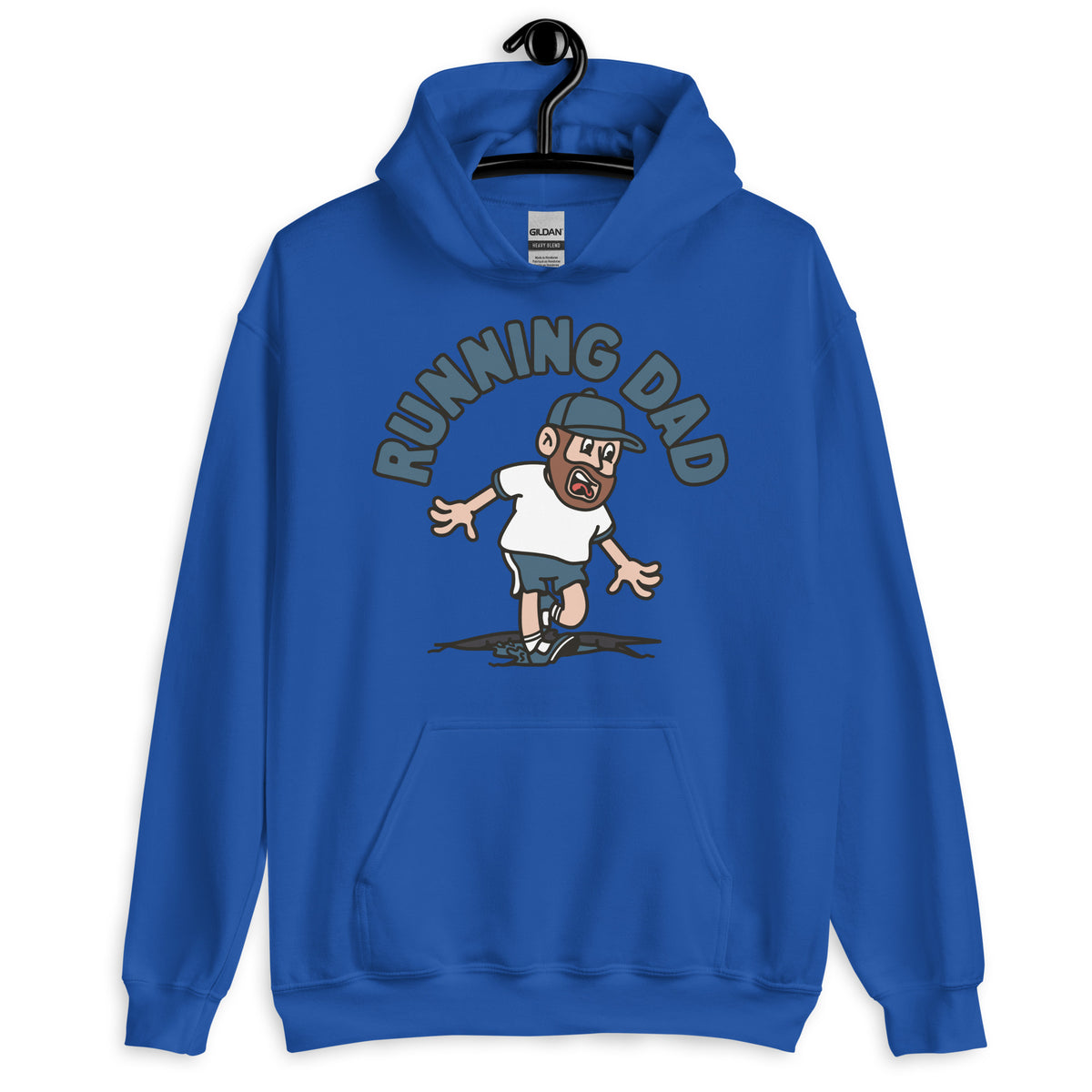 Running Brown Hair Light Skin Tone No-Glasses Beard Dad Hoodie