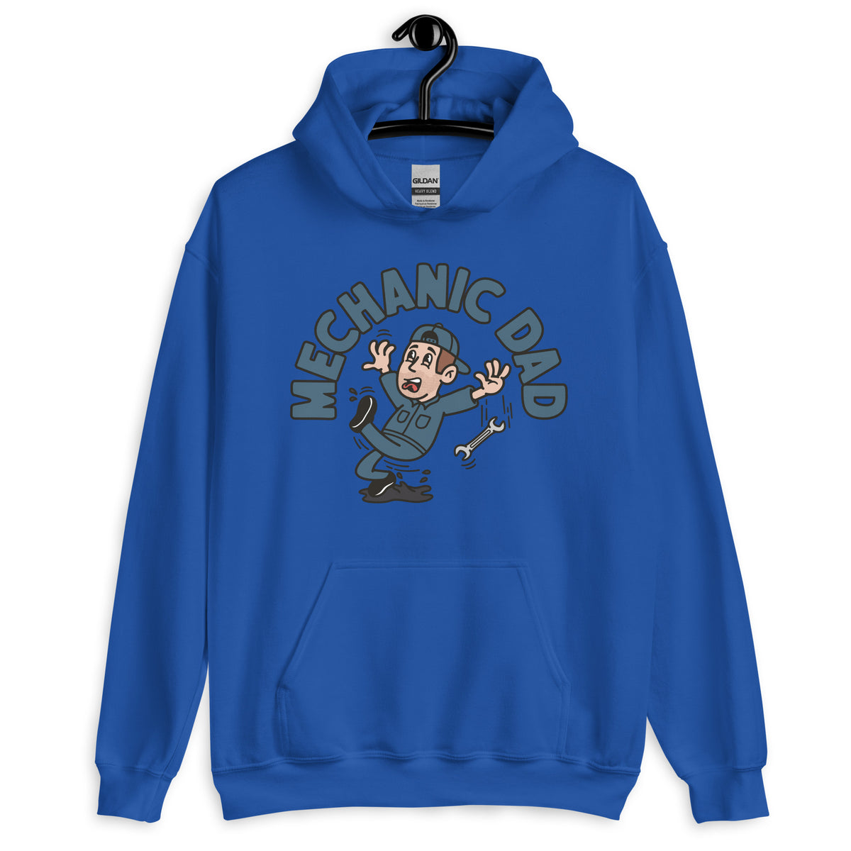 Mechanic Brown Hair Light Skin Tone No-Glasses Stubble Dad Hoodie