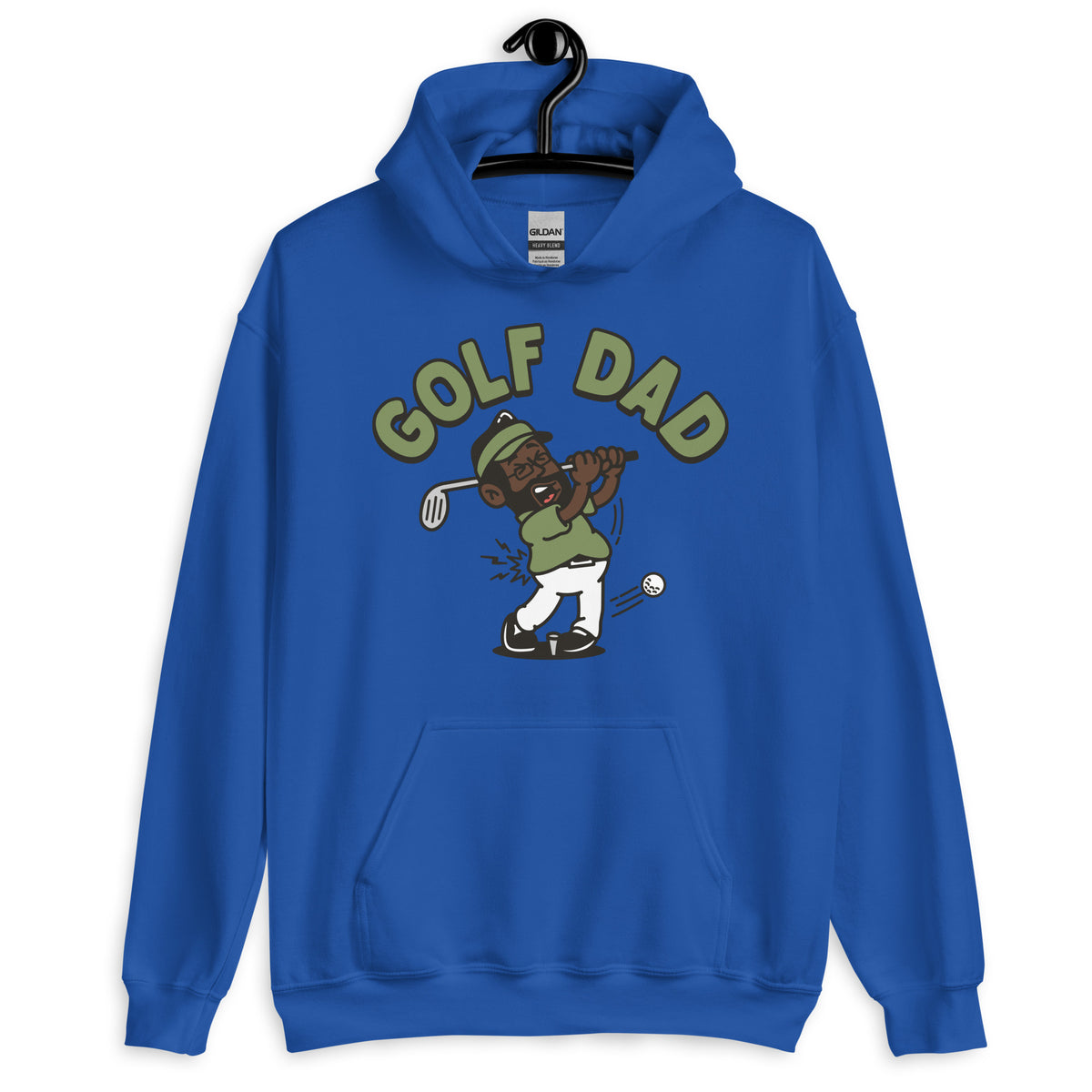 Golf Black Hair Dark Skin Tone Glasses Beard Dad Hoodie