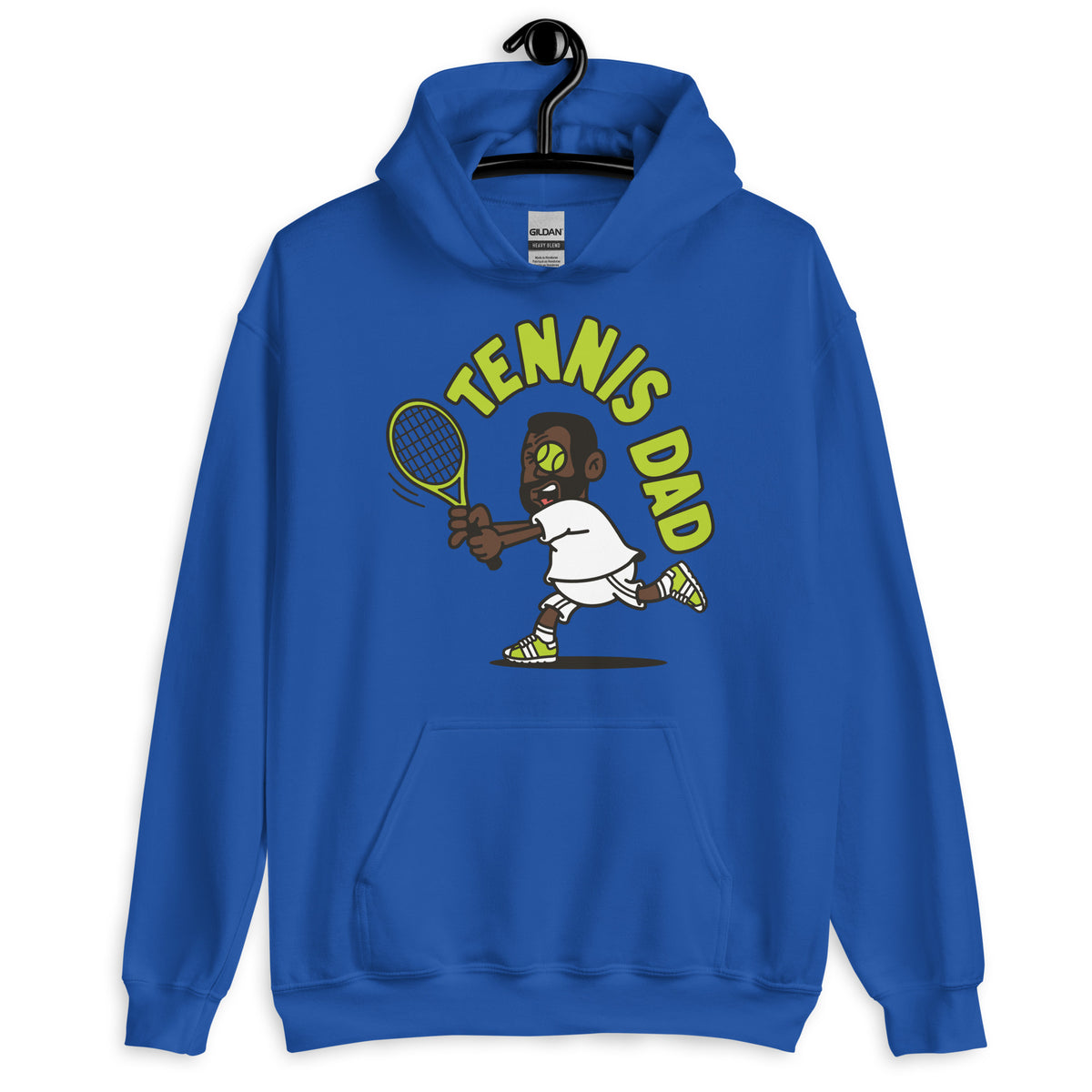 Tennis Black Hair Dark Skin Tone No-Glasses Short Beard Dad Hoodie