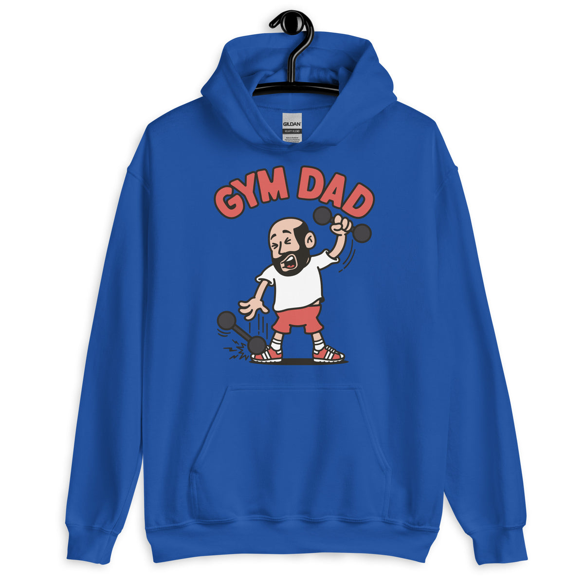 Gym Black Hair Light Skin Tone No-Glasses Bald Beard Dad Hoodie
