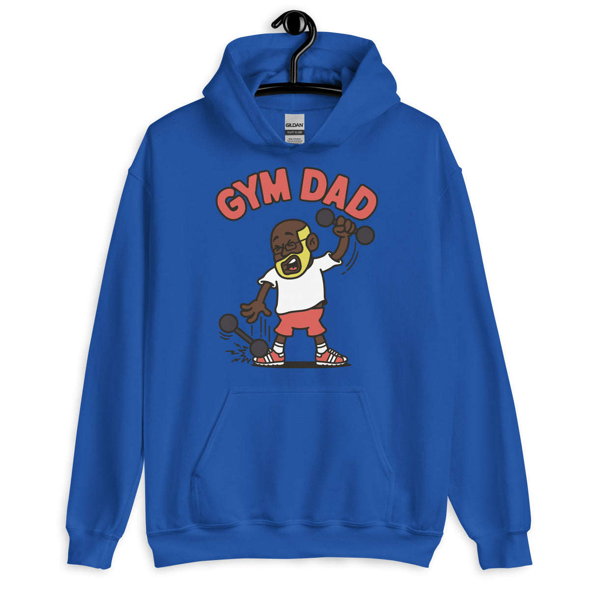 Gym Blond Hair Dark Skin Tone Glasses Bald Beard Dad Hoodie