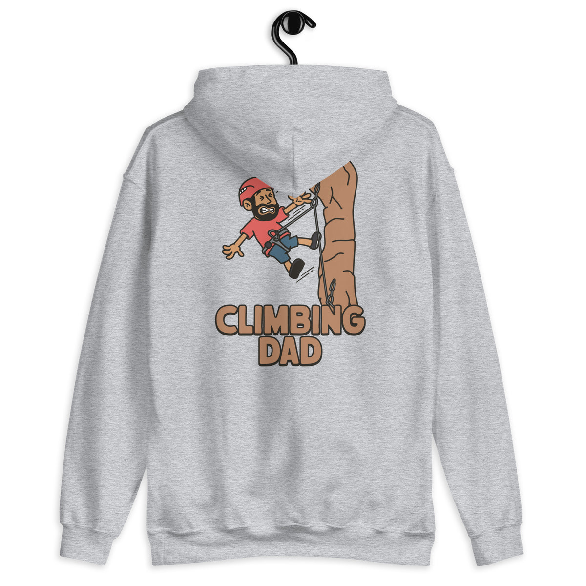 Climbing Black Hair Tan Skin Tone No-Glasses Beard Dad Hoodie