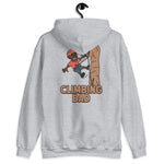 Climbing Brown Hair Dark Skin Tone No-Glasses Moustache & Chin Beard Dad Hoodie