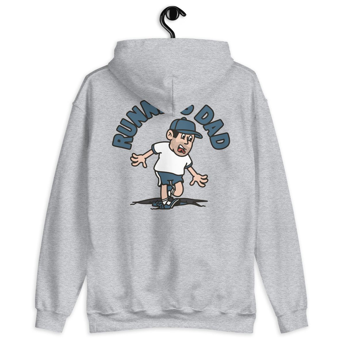 Running Black Hair Light Skin Tone No-Glasses Stubble Dad Hoodie