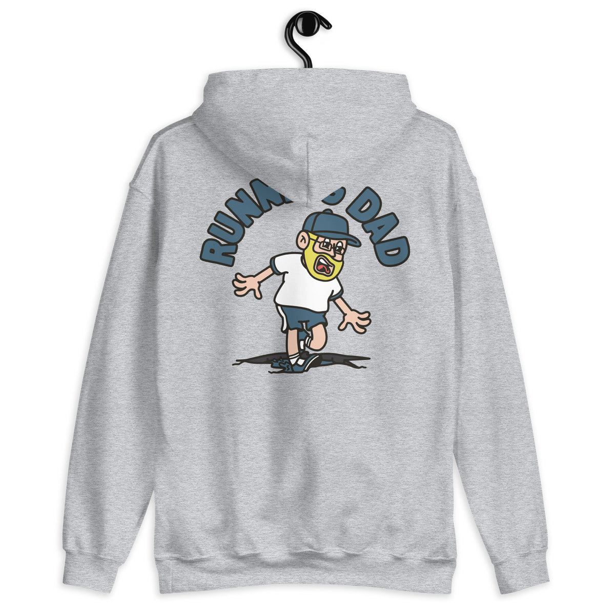 Running Blond Hair Light Skin Tone Glasses Beard Dad Hoodie